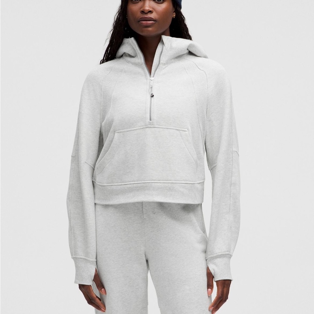 Scuba Oversized Half Zip Hoodie - Heathered Light Grey XS/S